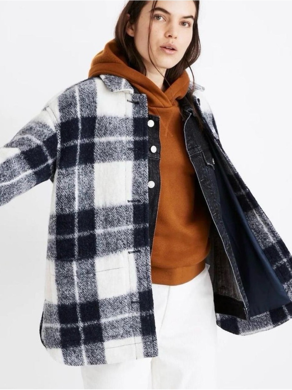 Madewell Walton Blue & White Checked Shacket